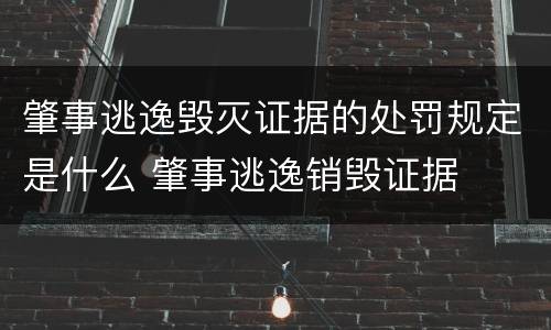 肇事逃逸毁灭证据的处罚规定是什么 肇事逃逸销毁证据