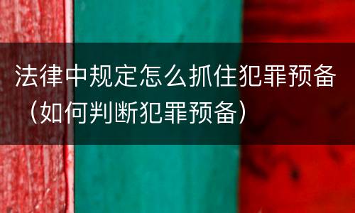 法律中规定怎么抓住犯罪预备（如何判断犯罪预备）