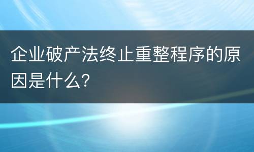 企业破产法终止重整程序的原因是什么？