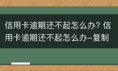 信用卡逾期还不起怎么办? 信用卡逾期还不起怎么办-复制