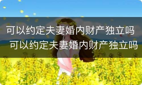 可以约定夫妻婚内财产独立吗 可以约定夫妻婚内财产独立吗法律