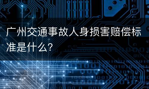 广州交通事故人身损害赔偿标准是什么？