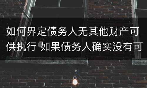 如何界定债务人无其他财产可供执行 如果债务人确实没有可执行资产