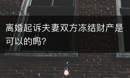 离婚起诉夫妻双方冻结财产是可以的吗？