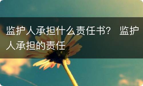 监护人承担什么责任书？ 监护人承担的责任