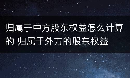 归属于中方股东权益怎么计算的 归属于外方的股东权益