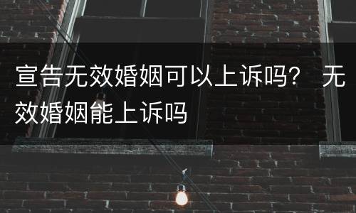 宣告无效婚姻可以上诉吗？ 无效婚姻能上诉吗