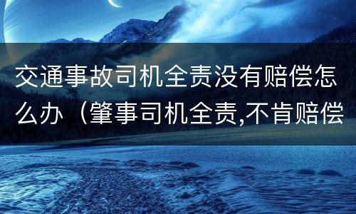 交通事故司机全责没有赔偿怎么办（肇事司机全责,不肯赔偿）