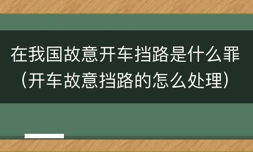 在我国故意开车挡路是什么罪（开车故意挡路的怎么处理）