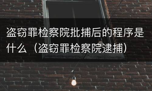 盗窃罪检察院批捕后的程序是什么（盗窃罪检察院逮捕）