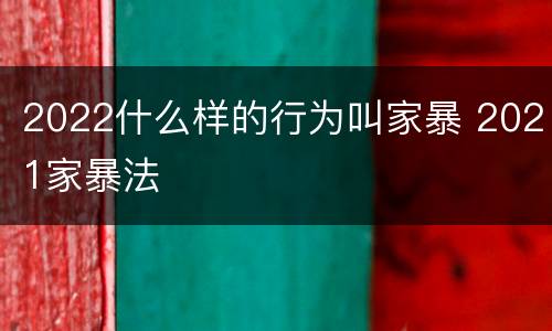 2022什么样的行为叫家暴 2021家暴法