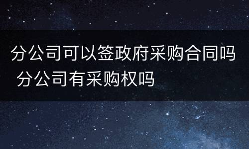 分公司可以签政府采购合同吗 分公司有采购权吗