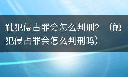 触犯侵占罪会怎么判刑？（触犯侵占罪会怎么判刑吗）