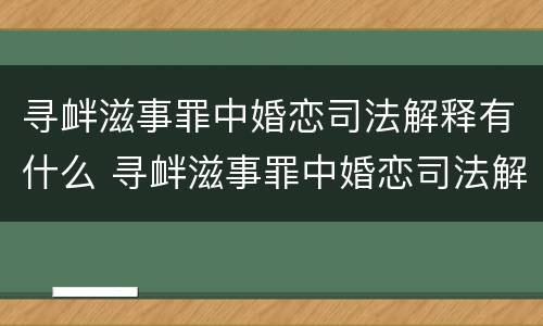 寻衅滋事罪中婚恋司法解释有什么 寻衅滋事罪中婚恋司法解释有什么区别