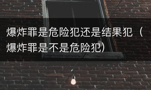 爆炸罪是危险犯还是结果犯（爆炸罪是不是危险犯）