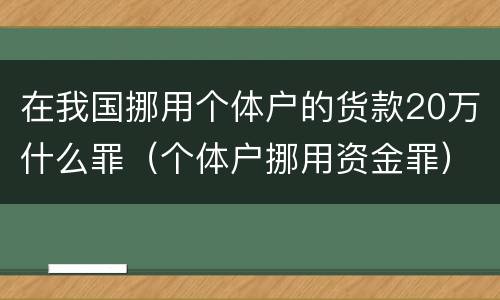 在我国挪用个体户的货款20万什么罪（个体户挪用资金罪）