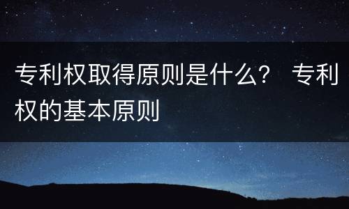 专利权取得原则是什么？ 专利权的基本原则