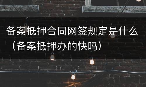 备案抵押合同网签规定是什么（备案抵押办的快吗）