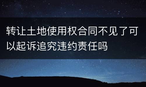 转让土地使用权合同不见了可以起诉追究违约责任吗