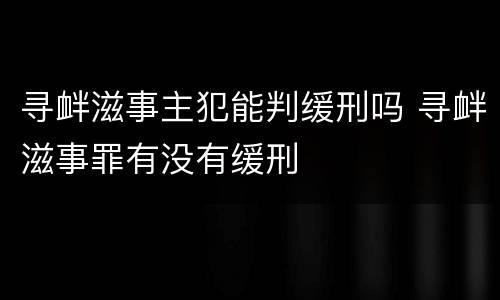 寻衅滋事主犯能判缓刑吗 寻衅滋事罪有没有缓刑