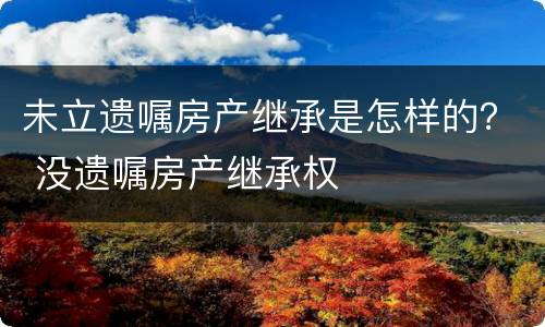 未立遗嘱房产继承是怎样的？ 没遗嘱房产继承权