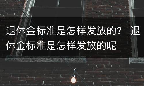 退休金标准是怎样发放的？ 退休金标准是怎样发放的呢