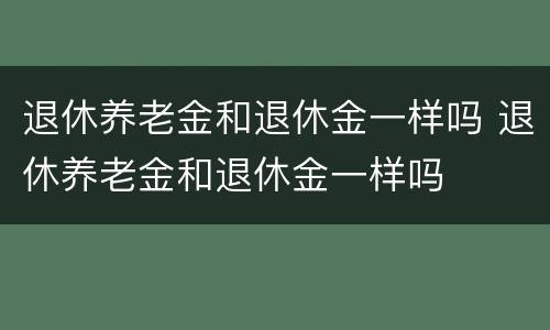 退休养老金和退休金一样吗 退休养老金和退休金一样吗