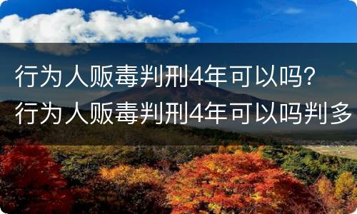 行为人贩毒判刑4年可以吗？ 行为人贩毒判刑4年可以吗判多少年