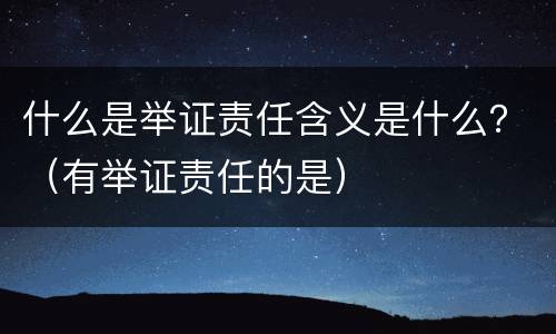 什么是举证责任含义是什么？（有举证责任的是）