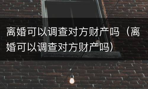 离婚可以调查对方财产吗（离婚可以调查对方财产吗）