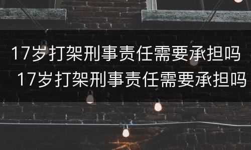 17岁打架刑事责任需要承担吗 17岁打架刑事责任需要承担吗为什么