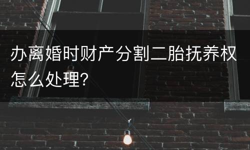 办离婚时财产分割二胎抚养权怎么处理？