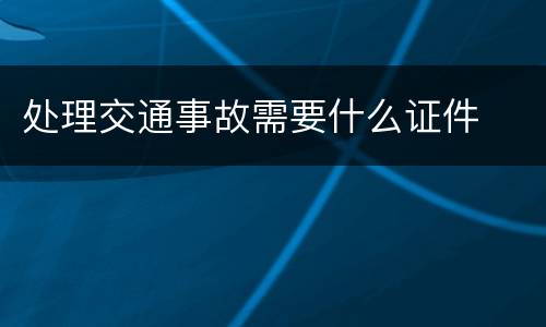 处理交通事故需要什么证件