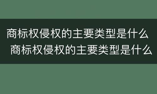 商标权侵权的主要类型是什么 商标权侵权的主要类型是什么意思