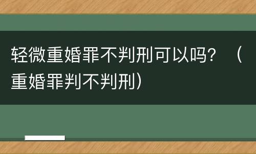 轻微重婚罪不判刑可以吗？（重婚罪判不判刑）