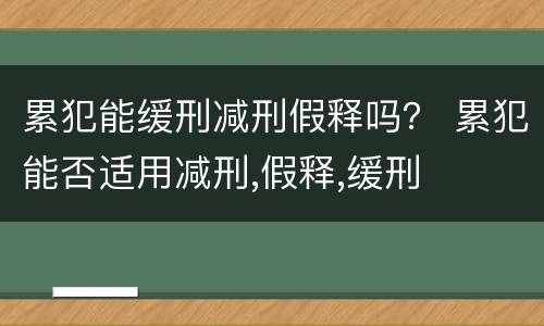 累犯能缓刑减刑假释吗？ 累犯能否适用减刑,假释,缓刑