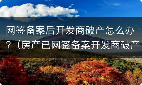 网签备案后开发商破产怎么办?（房产已网签备案开发商破产有什么风险）