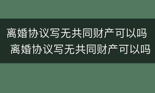 离婚协议写无共同财产可以吗 离婚协议写无共同财产可以吗怎么写