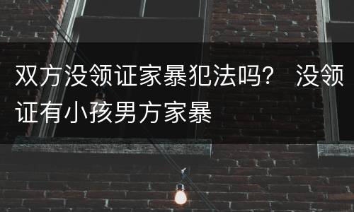 双方没领证家暴犯法吗？ 没领证有小孩男方家暴