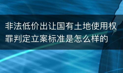 非法低价出让国有土地使用权罪判定立案标准是怎么样的