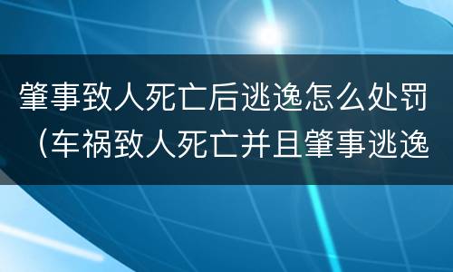 肇事致人死亡后逃逸怎么处罚（车祸致人死亡并且肇事逃逸）