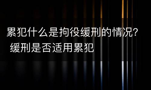 累犯什么是拘役缓刑的情况？ 缓刑是否适用累犯