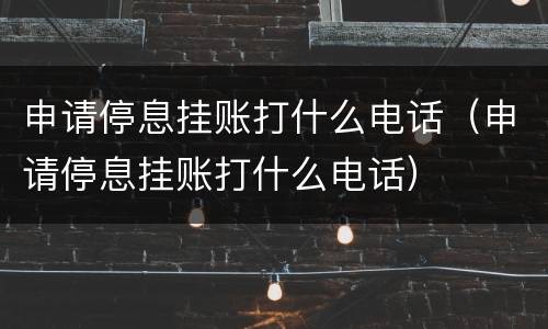 申请停息挂账打什么电话（申请停息挂账打什么电话）