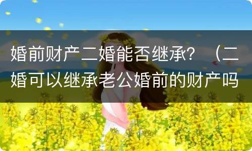 婚前财产二婚能否继承？（二婚可以继承老公婚前的财产吗）