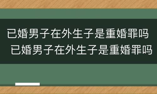 已婚男子在外生子是重婚罪吗 已婚男子在外生子是重婚罪吗