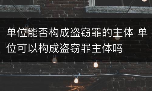 单位能否构成盗窃罪的主体 单位可以构成盗窃罪主体吗