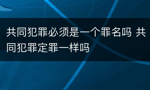 共同犯罪必须是一个罪名吗 共同犯罪定罪一样吗