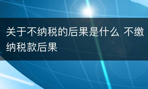 关于不纳税的后果是什么 不缴纳税款后果