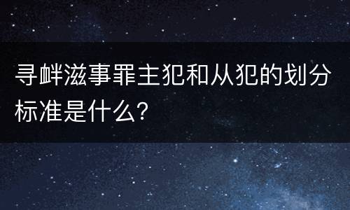 寻衅滋事罪主犯和从犯的划分标准是什么？