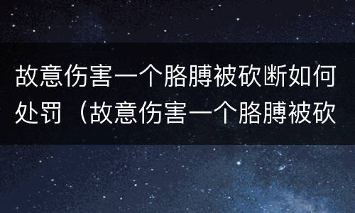 故意伤害一个胳膊被砍断如何处罚（故意伤害一个胳膊被砍断如何处罚呢）